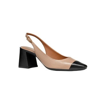 【GEOX】女鞋 高跟鞋 裸黑 RESPIRA™拼色橢圓Nappa納帕皮革粗跟鞋