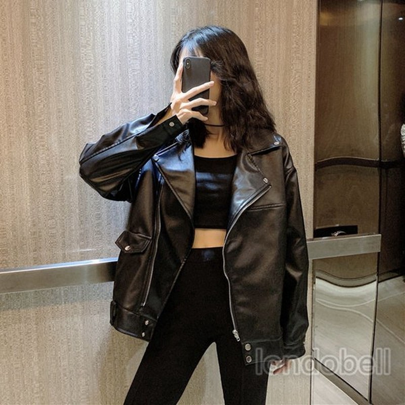 大きめ オーバーサイズ Pu レザージャケット バイクジャケット ライダースジャケット レディース フェイクレザー ブルゾン 女性用コート 春秋 かっこい 通販 Lineポイント最大get Lineショッピング