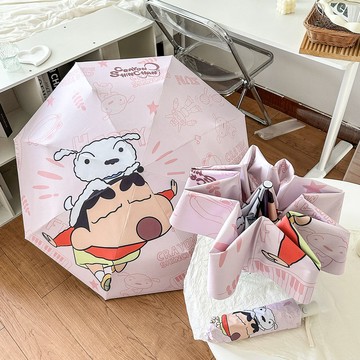 雨傘 陽傘 摺疊傘🎀 蠟筆小新太陽傘可愛高顏值晴雨兩用黑膠防曬防紫外線折疊自動雨傘