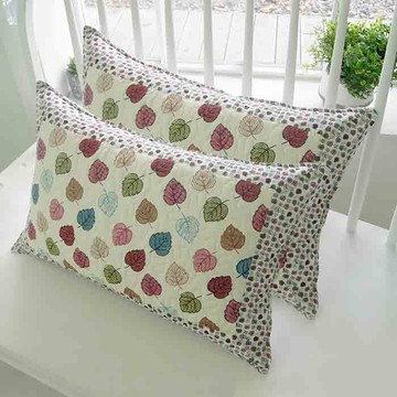 BYDECO 復古水洗純棉枕頭套  40 x 60cm  2個  樹葉 米白色