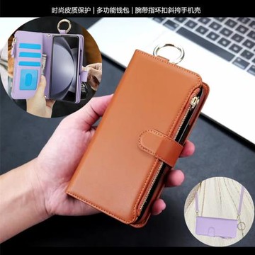 多功能斜挎錢包適用samsung zfold7/6 wallet case三星手機殼折疊皮套插卡夾z fold5/4手機殼fold3指環腕帶