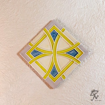 【 山人成型-花磚 】手工入釉 復古幾何花磚 裝飾磁磚_壓箱藏品