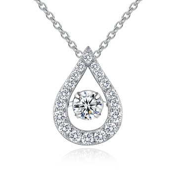 925純銀項鍊．似水柔情．水滴．跳舞石．單鑽．情人節禮物．生日禮物．CS6066