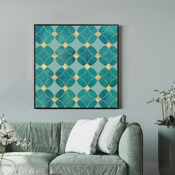 新中式 • 綠松石-方形/質感/湖水綠/新中式/掛畫/邊櫃擺設/優雅