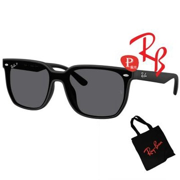 【RayBan 雷朋】亞洲版 時尚方框偏光太陽眼鏡 RB4466D 601S81 黑框深灰偏光鏡片 公司貨(搭贈RAY BAN托特包)