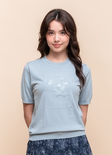 舒心植氛刺繡飾針織衫