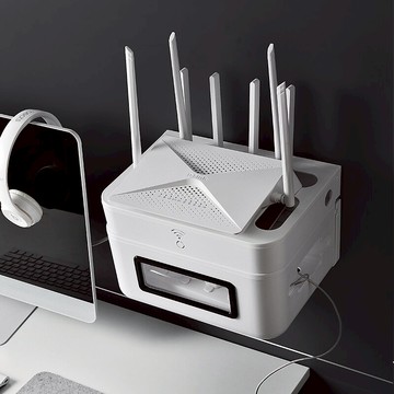 路由器收納盒 壁掛防火ABS可分離排插網線整理機頂盒免打孔理線盒