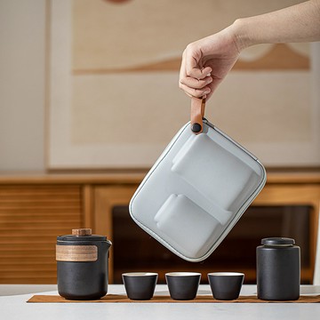 功夫茶套裝 茶具套裝 泡茶專用便攜式戶外露營旅行茶具套裝陶瓷快客杯商務伴手禮品批髮可logo 旅行茶具組 露營杯