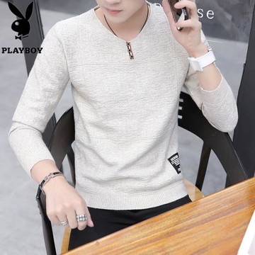 花花公子毛衣男v領加絨加厚羊毛衫2025秋冬線衣修身打底針織小衫