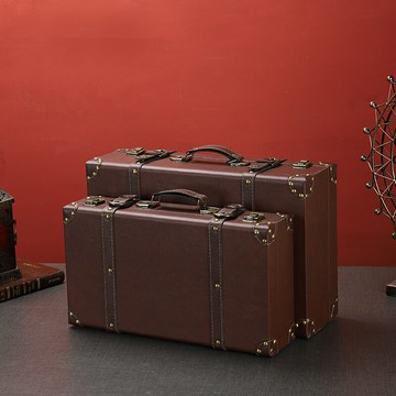 復古歐式手提收納箱大容量家用行李箱做舊老式攝影道具箱櫥窗展示