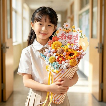 ❀【花中世界】❀新款教師節禮物高檔手捧花束2026送老師禮品袋幼兒園小學紀念實用