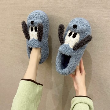 可愛毛絨絨小狗棉鞋女秋冬包頭加絨防滑家居鞋軟底厚底毛毛鞋