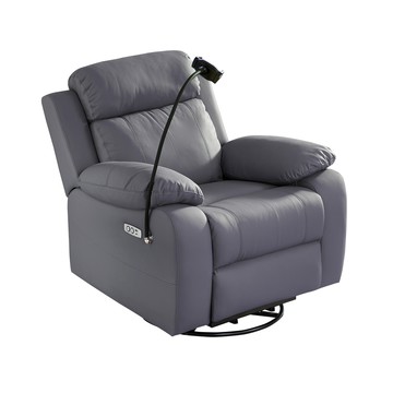 【多瓦娜】凱菲舒柔耐磨皮單人位電動沙發-二色灰藍色