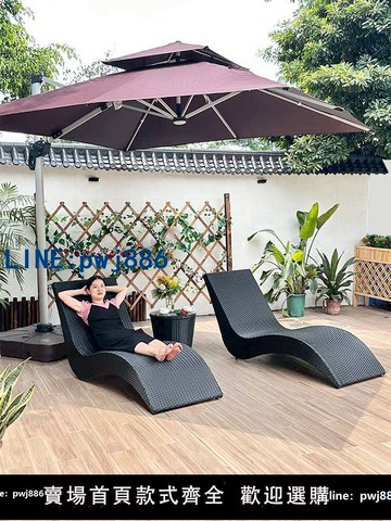 【物美價廉】戶外躺床陽臺庭院花園休閑游泳池躺椅2025新款藤編室外沙灘椅露天