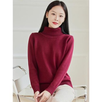 東潤蓮 簡約加厚純棉毛衣女士高領套頭長袖針織內搭衫 100%棉線衣