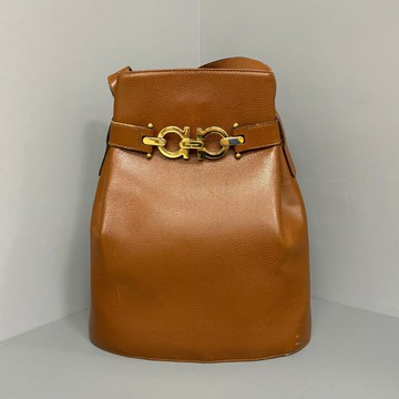 Salvatore Ferragamo 義大利 焦糖 褐色 真皮 古董包 vintagebag