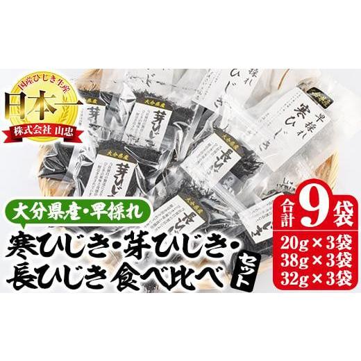 ふるさと納税 大分県 佐伯市 ひじき3種食べ比べセット (合計9袋・寒ひじき20g×3袋・芽ひじき38g×3袋・長ひじき32g×3袋) 国産 大分県産