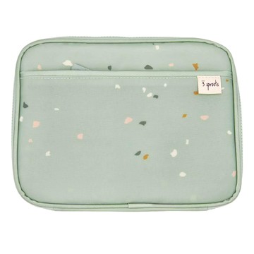 3 sprouts 友善地球水洗石紋便當袋 100%再生PET聚酯 附塗層  9.5 x 20 x 26cm  綠色  1個