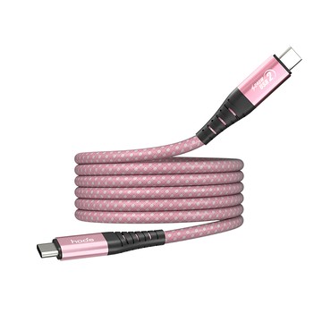 HODA 好貼 W3 USB-C-LIGHTNING 磁吸收納編織快充線 USB2.0 27W  1.2m  粉色  1條