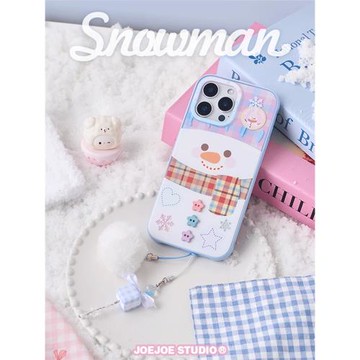 JOEJOE原創暖暖雪人適用15蘋果14磨砂面手機殼iPhone16pro max雙層16Pro保護殼15pro高級感13保護套手繪圣誕