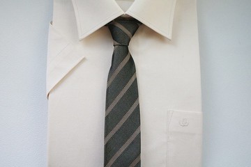 綠色條紋氣質條紋領帶真絲窄版tie