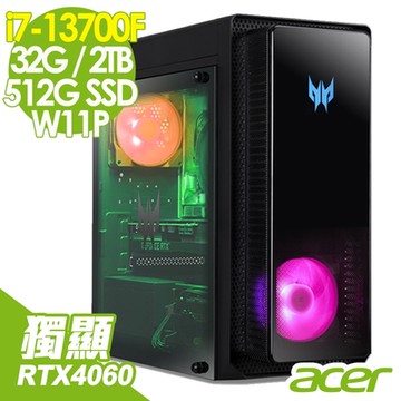 Acer Predator Orion PO3-650 電競電腦 (i7-13700F/32G/2TB+512G SSD/RTX4060-8G/W11P)