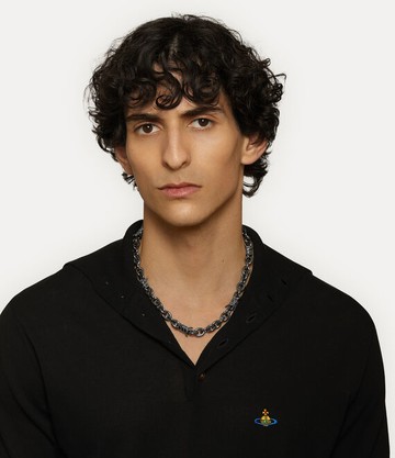 Vivienne Westwood Man. Verena Chain Necklace Silver Swarovski Crystals Men