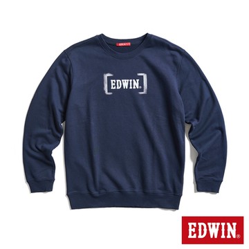 EDWIN 男裝 人氣復刻 噴漆LOGO厚長袖T恤-丈青色