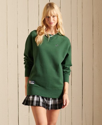 Superdry Women's Women's Organic Cotton Code Essential Oversized Sweatshirt Green / Dark Green - Size: M