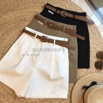 時髦又顯瘦！！強烈推薦！挺括有型~工裝闊腿褲短褲女夏！ 送腰帶