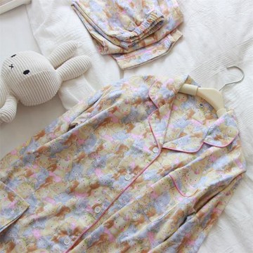 【小兔莊園】秋季新品全棉磨毛絨布多姿可愛卡通女士長袖褲睡衣套