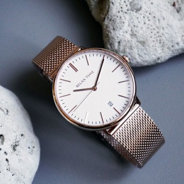RELAX TIME 北歐簡約三針腕錶 玫瑰金×白 36mm (RT-97-3L)  贈皮帶｜樂天全館特惠中★指定刷卡回饋10%