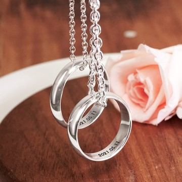 ART64 圓弧銀戒 情侶對戒項鍊【中版+寬版】925純銀刻字訂製 情侶戒指項鍊套組