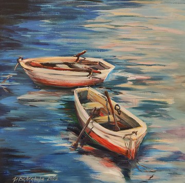 水上船原創繪畫充滿活力的當代牆壁藝術青少年房間室內