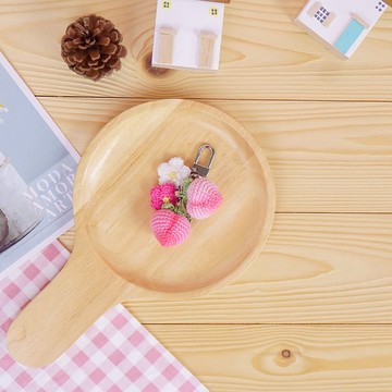 桃子鑰匙扣，鉤針水果，包鑰匙圈