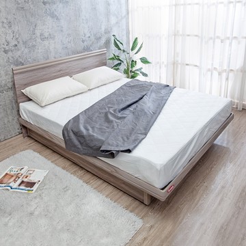 Boden-米恩5尺雙人後掀床房間組-3件組-床頭片+尾掀床底+A1舒柔緹花床墊(古橡色-七色可選)