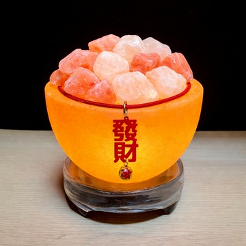 【臻藏館】聚寶盆鹽晶燈 送發財吊飾 喜馬拉雅玫瑰鹽燈 開運招財淨化燈 財位聚福能量水晶燈 小夜燈 床頭燈 裝飾燈