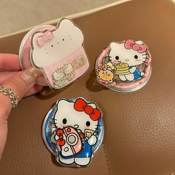 可愛粉色kitty房子氣囊支架適用magsafe磁吸手機殼桌面懶人神器