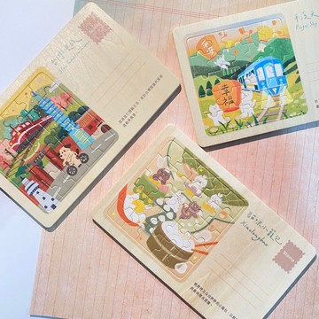 拼圖明信片 木製明信片 插畫拼圖 桌上擺飾 拼風景明信片 25片拼圖 台灣紀念品 遊木時光 TR台灣鐵道