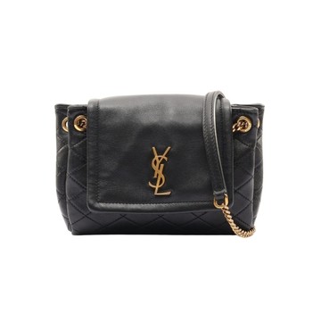 SAINT LAURENT YSL 聖羅蘭 Mini Nolita 肩背包 黑色 羊皮 672738 【二手名牌BRAND OFF】