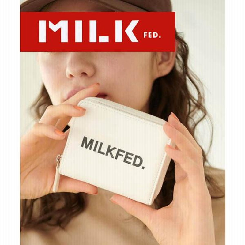 財布 二つ折り ミルクフェド 白 黒 MILKFED FAUX LEATHER WALLET