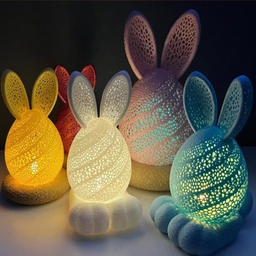 闆娘推薦🌈跨境復活節3D鏤空免子燈節日氛圍兔子燈蠟燭燈聖誕節派對裝飾