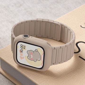 磁吸錶帶+矽膠軟殼 套裝 適用 Apple Watch S11 10 9 8 7 6 5 SE 硅膠錶帶 42/46mm