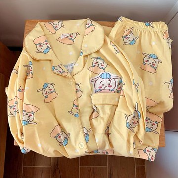 chiikawa烏薩奇睡衣春秋女純棉長袖可愛吉伊卡哇家居服學生套裝冬