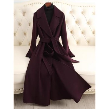 (免運)澳洲進口大衣女中長款過膝韓版收腰呢外套秋冬女裝綿羊毛外套毛呢