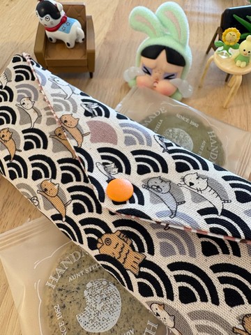 文青風環保純棉筷袋 喵喵樂悠遊 原胚咖啡 日本 潮物 收納 手作