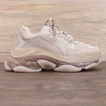 2025年秋冬季巴黎家新款青年圓頭系帶中跟底米灰色氣墊情侶款老爹