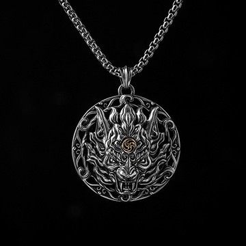 【JK銀飾】神異經．窮奇 項鍊／925純銀【純銀項鍊】