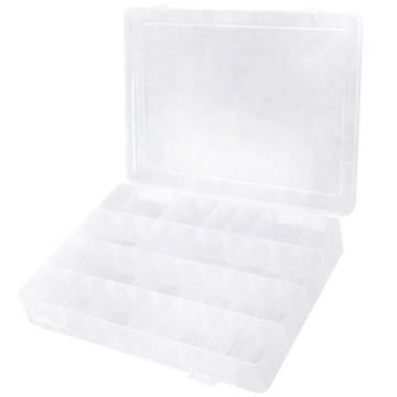 台灣製SewMate透明塑膠40格活動手工藝零件盒材料收納盒B-1024(附24個隔片)拼布材料整理盒針線盒子 適繡線水晶串珠鈕釦