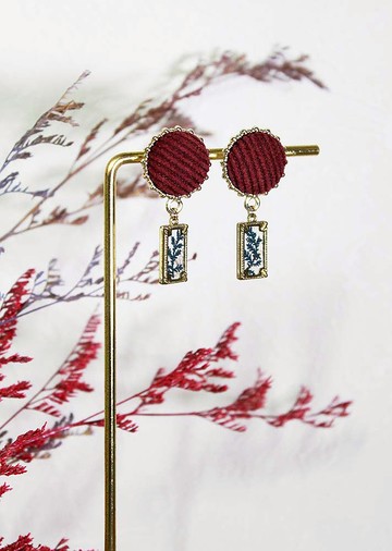 【耳環】 氣質耳環 - 燈芯絨布包耳環